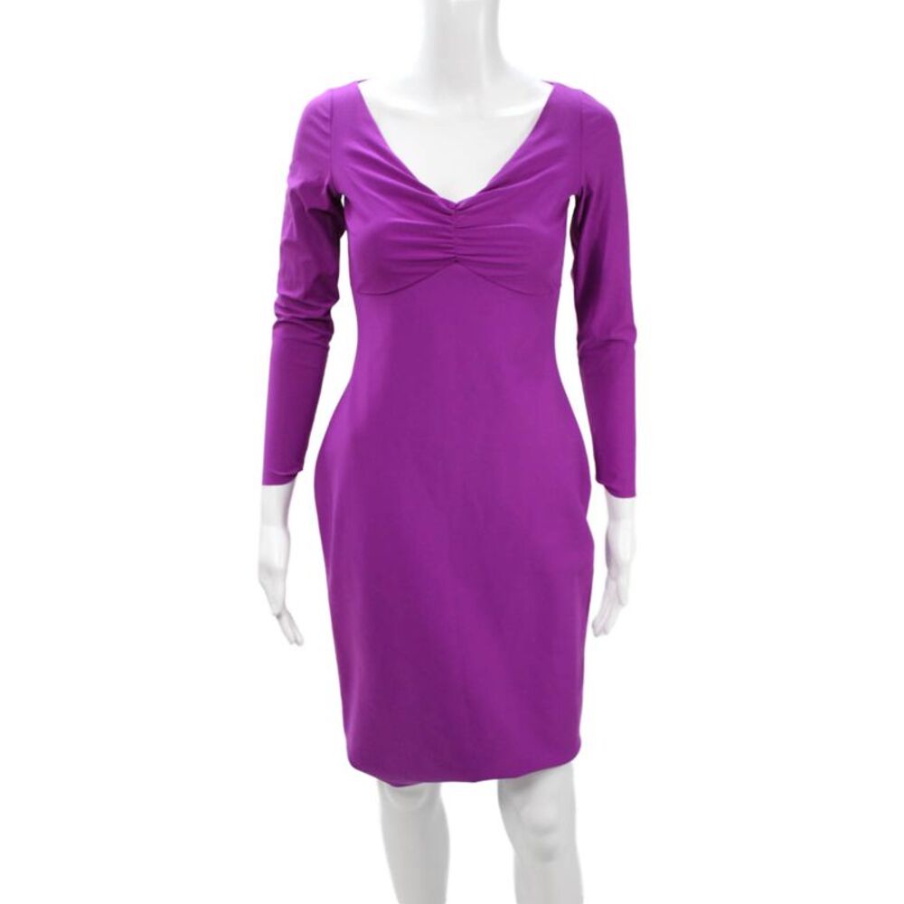 La Petite Robe di Chiara Boni Womens Sheath Dress Purple V-Neck Size 42